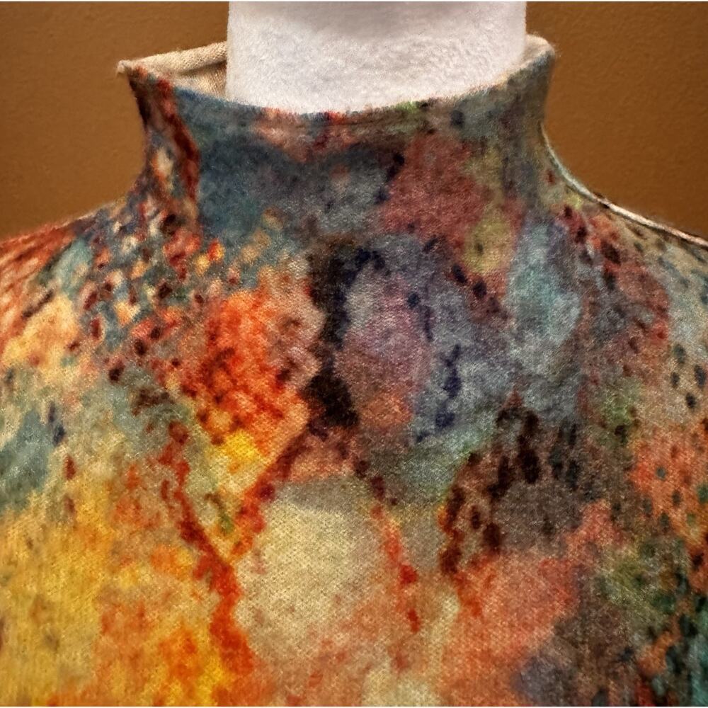 PILCRO Anthropologie Alani 100% Cashmere Mock-Neck Sweater Snakeskin Rainbow S - Picture 2 of 8